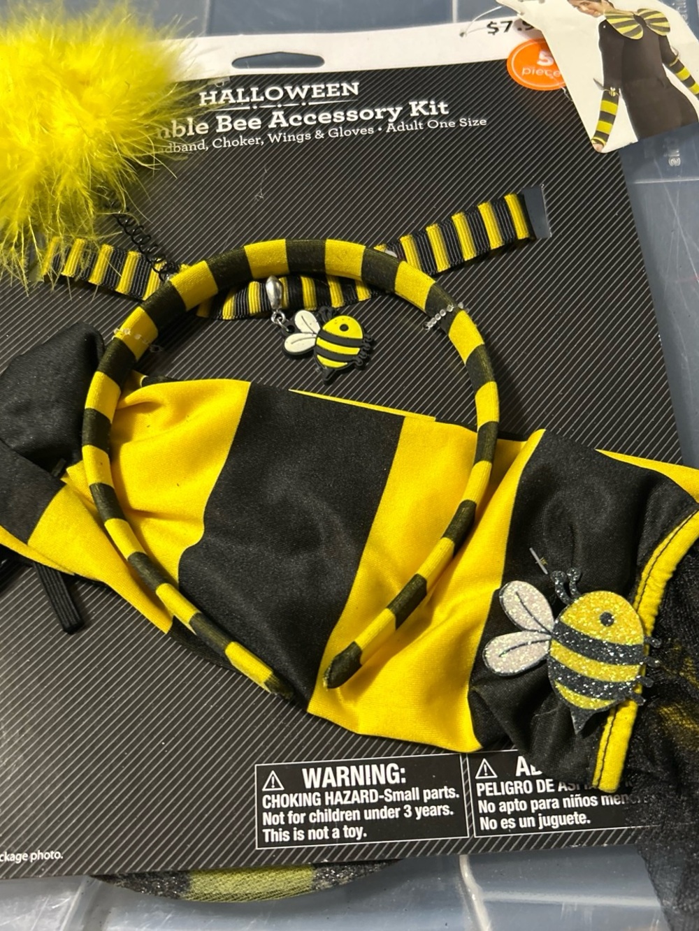 Bumble Bee Costume Accessory Kit - Yellow & Black Headband, Choker & Wings